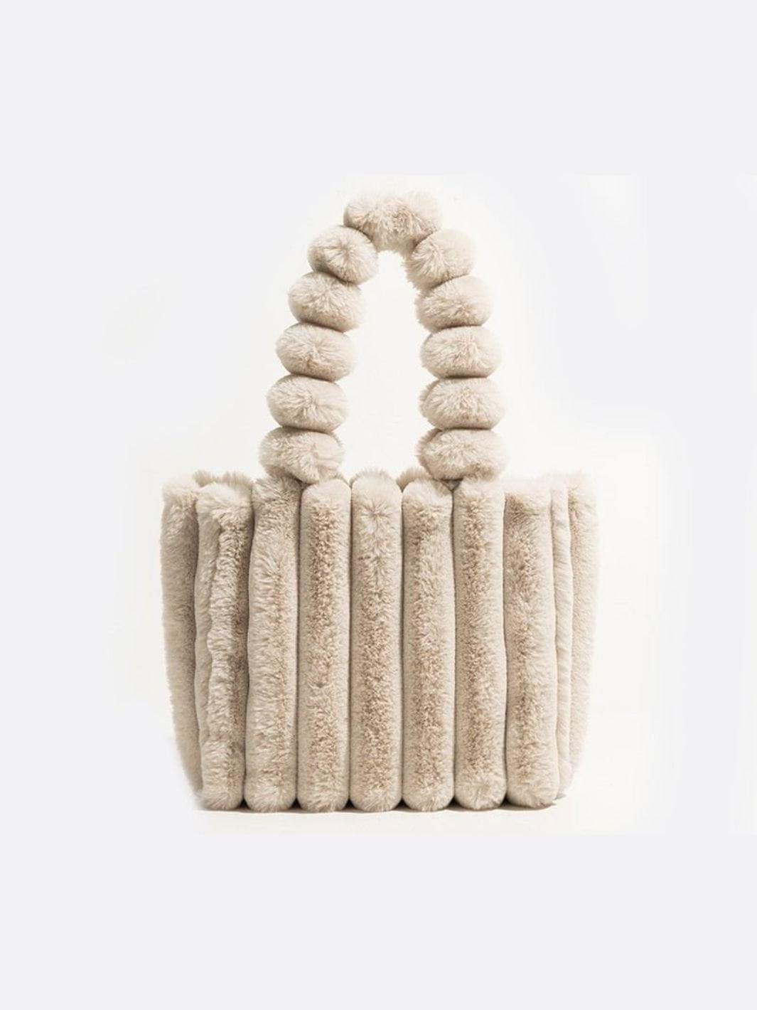 petit cabas beige fausse fourrure