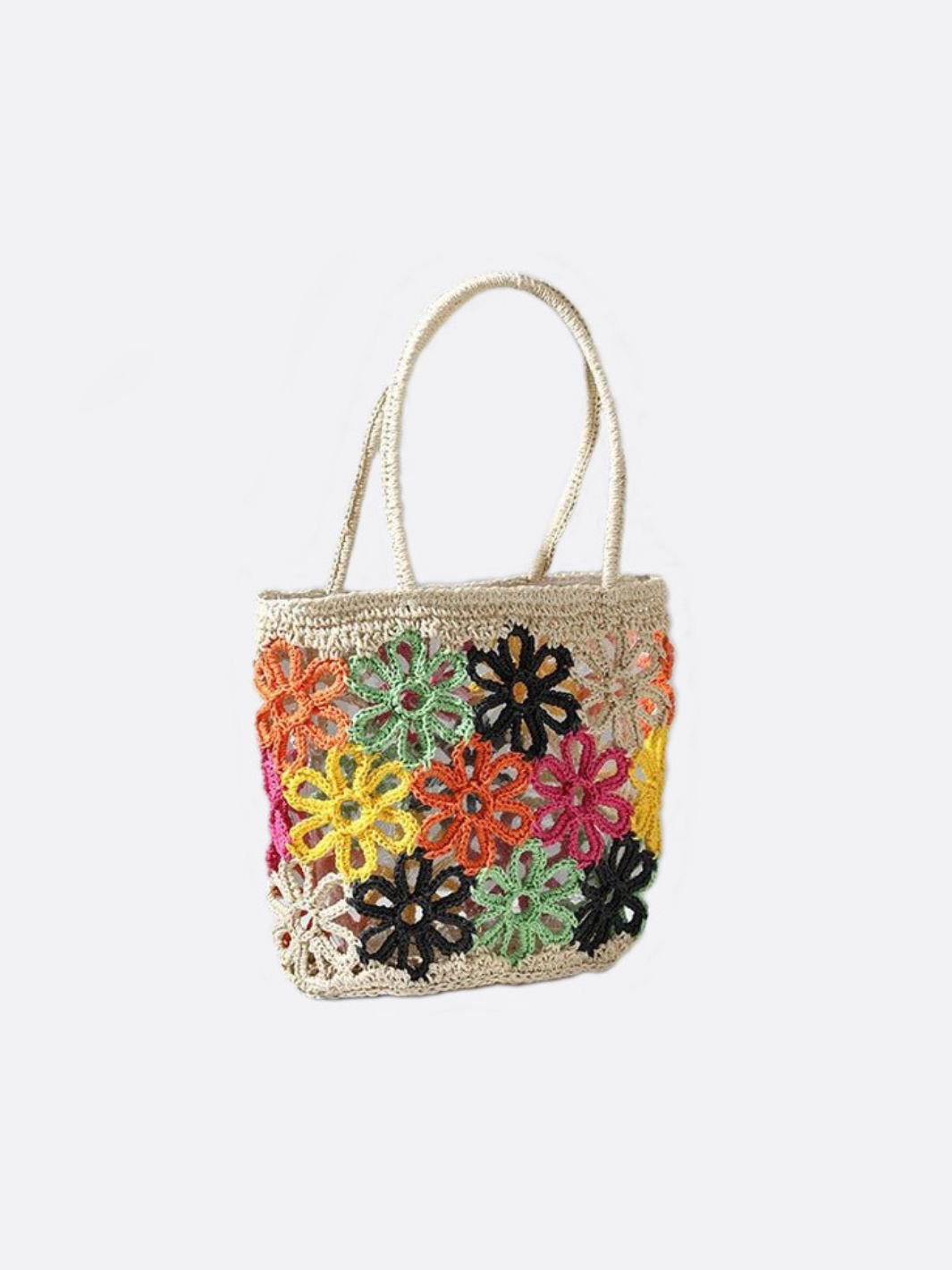 sac paille fleurs