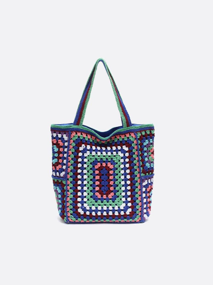 cabas coton crochet bleu foncé