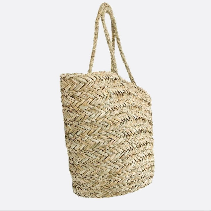 Large woven wicker tote bag