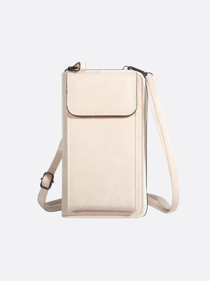 mini sac à bandoulière pour téléphone et cartes blanc