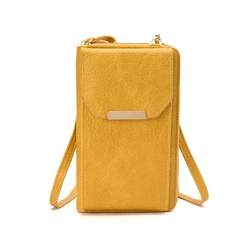 mini sac à bandoulière pour téléphone et cartes jaune