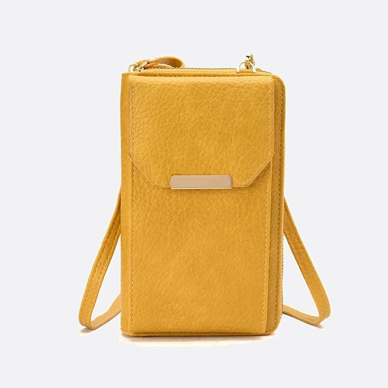 mini sac à bandoulière pour téléphone et cartes jaune