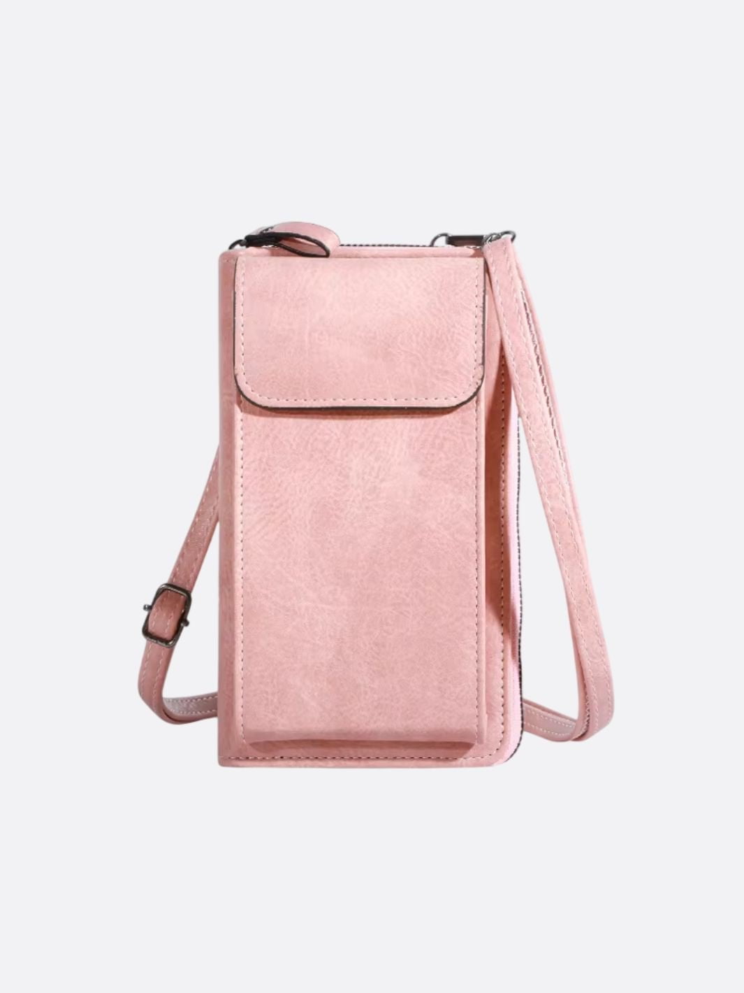 mini sac à bandoulière pour téléphone et cartes rose pâle