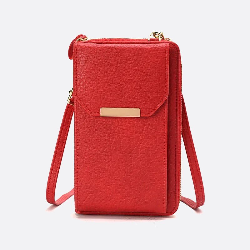 mini sac à bandoulière pour téléphone et cartes rouge