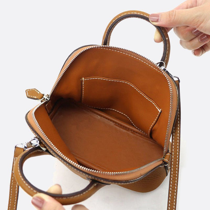 Small Leather Handbag with Shoulder Strap 