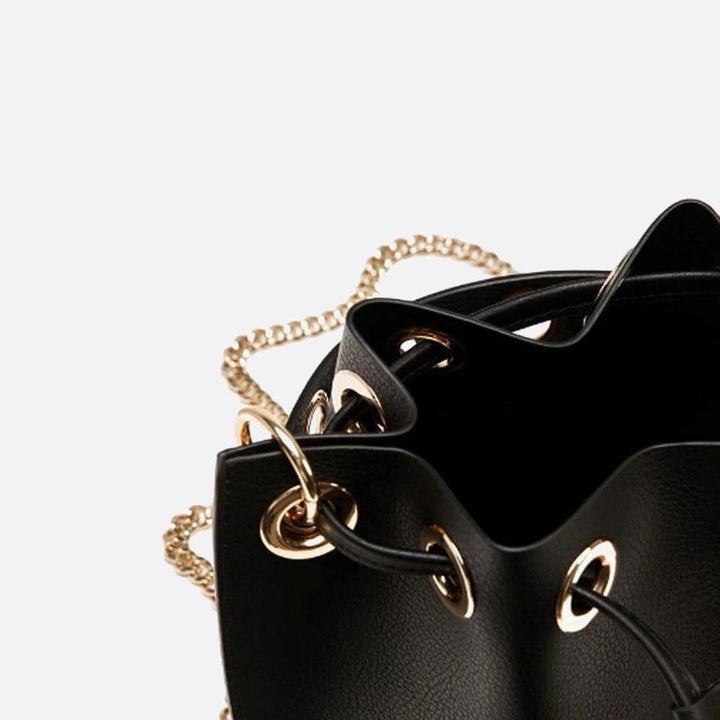 Small leather bucket bag