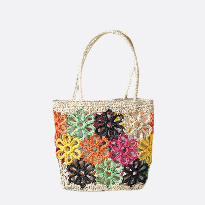 petit cabas paille crochet fleurs