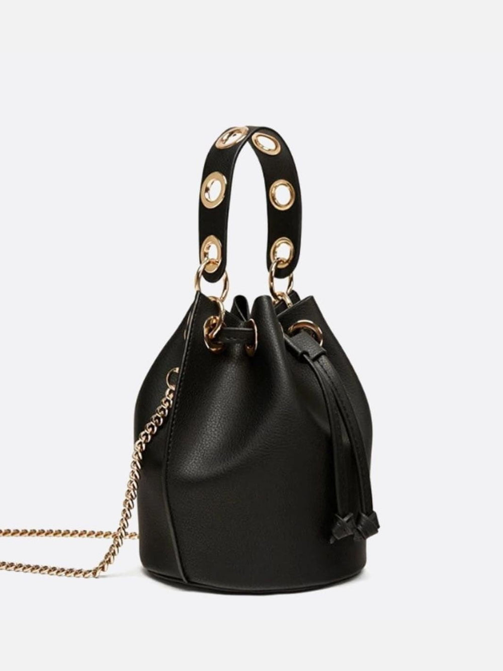 sac seau cuir noir