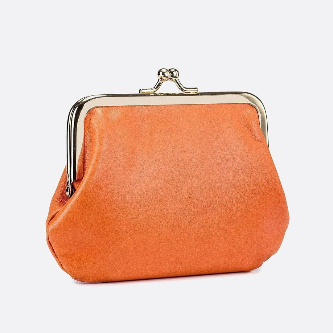 Porte-monnaie cuir avec fermoir métallique orange