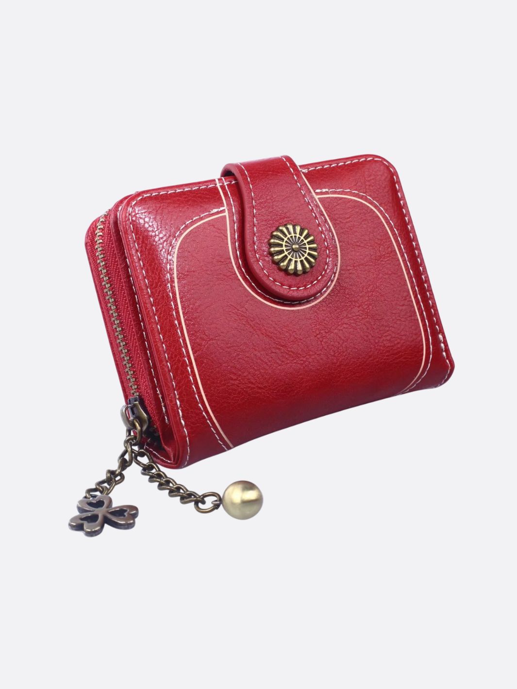 portefeuille cuir rouge femme