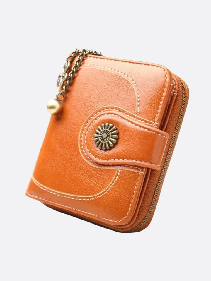 portefeuille carré femme orange