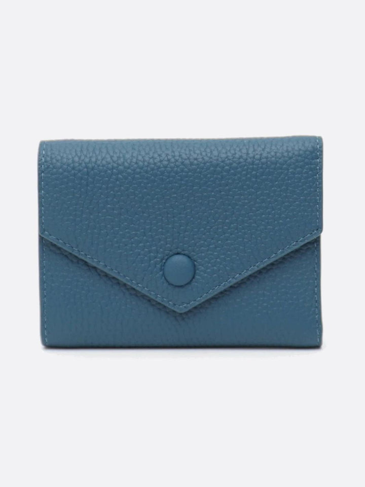 portefeuille cuir 3 volets bleu canard