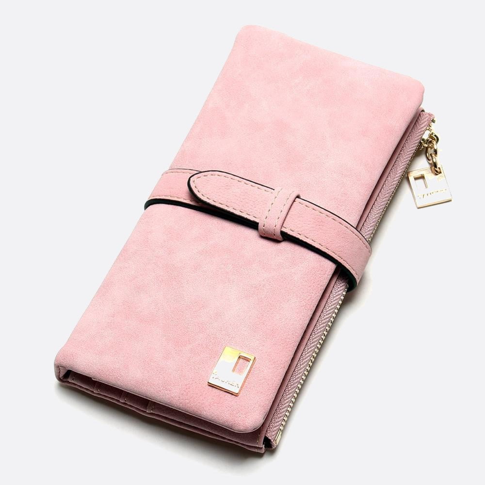 portefeuille nubuck rose pale