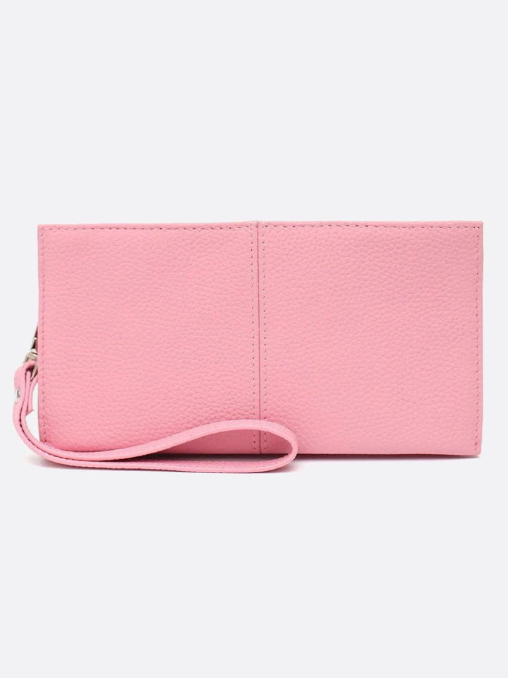 portefeuille long cuir rose