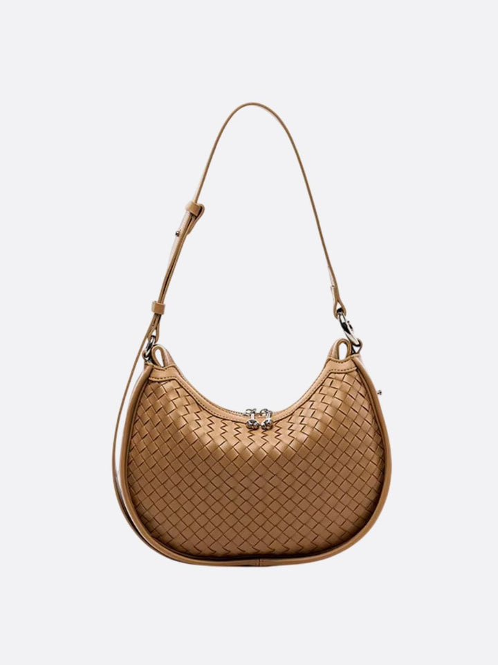 sac cuir marron tressé