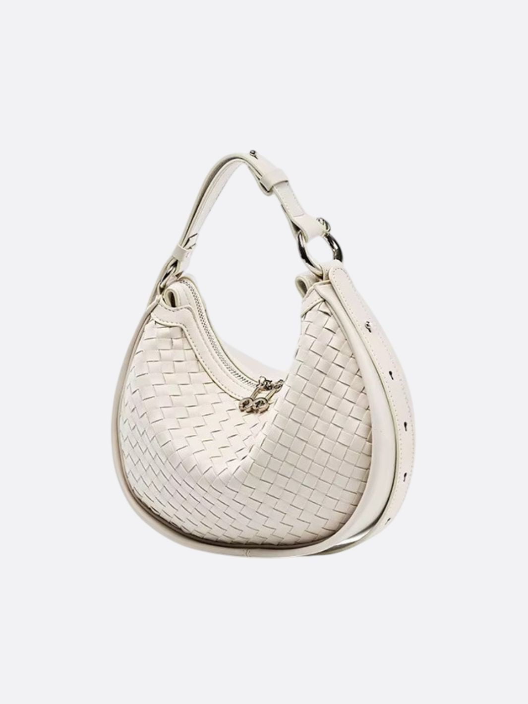 sac tressé cuir blanc