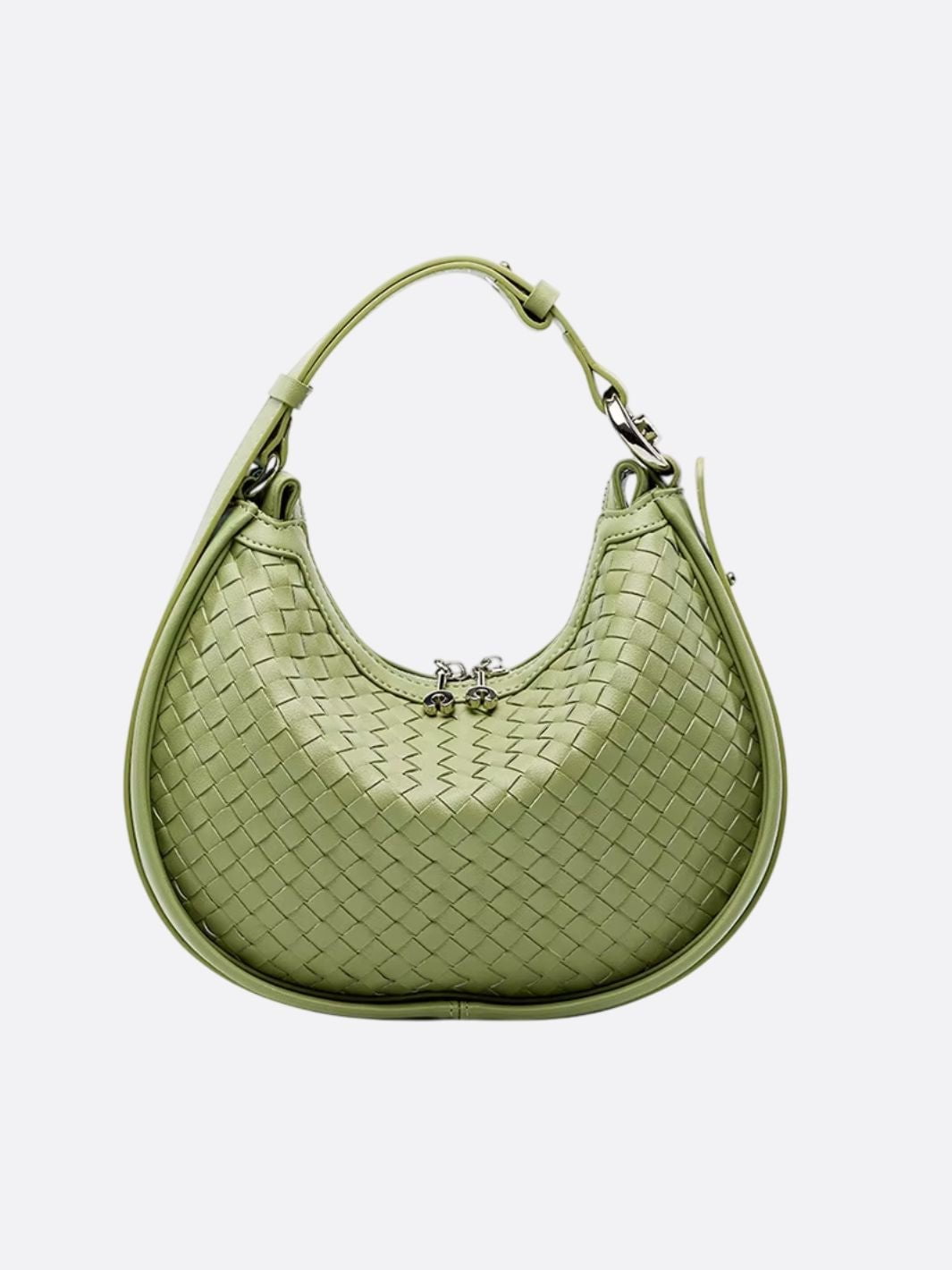 sac cuir tressé vert