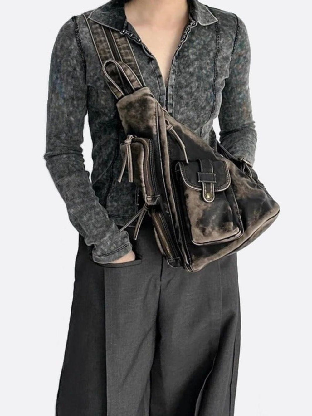 Sac à dos femme cuir gris