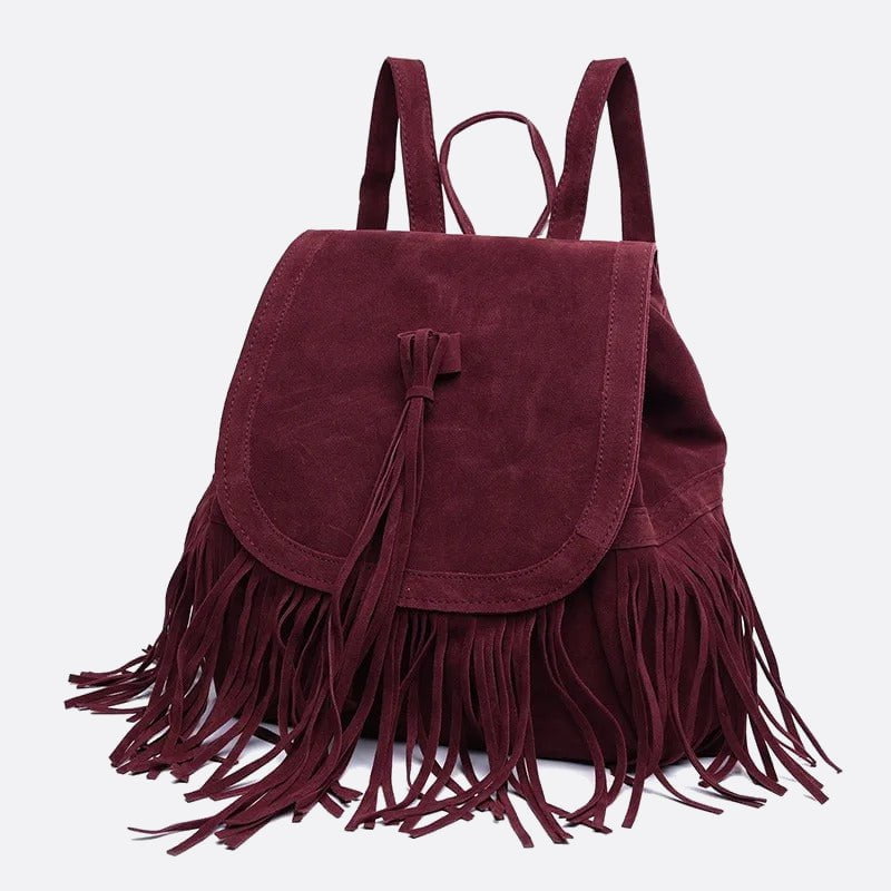 sac à dos daim rouge bordeaux