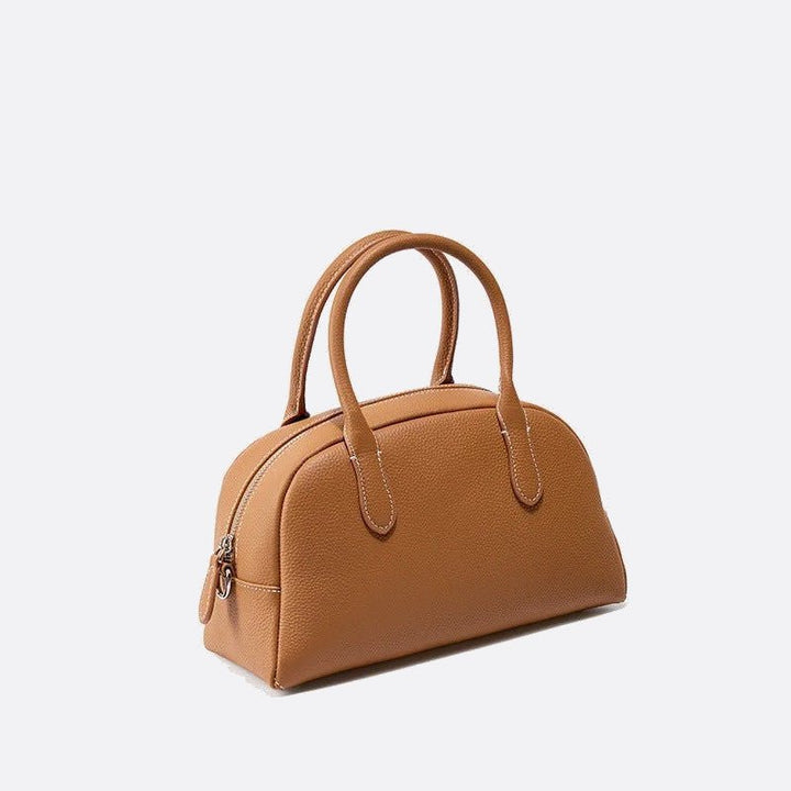 sac bowling cuir femme camel