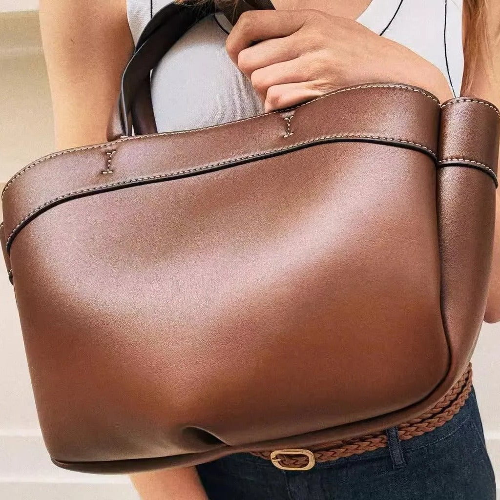 sac à main cabas cuir marron femme