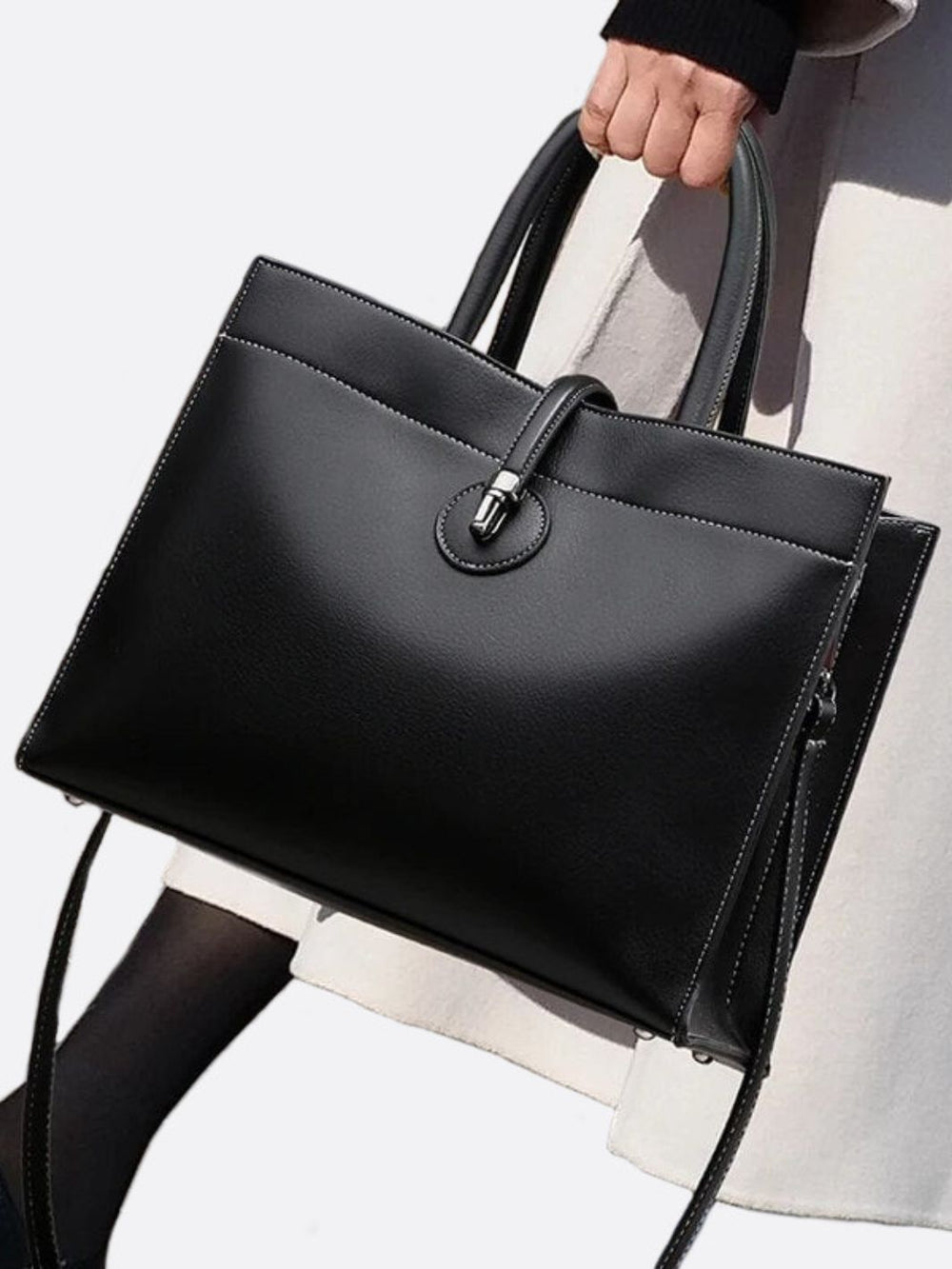 sac a main cabas cuir noir femme