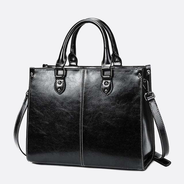 sac à main cabas cuir noir vintage