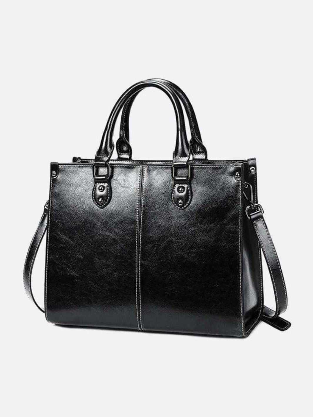 Sac à main cabas cuir vintage noir