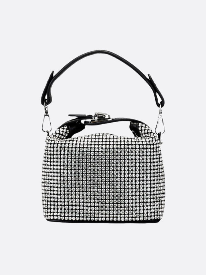 Sac à main cuir avec strass argenté