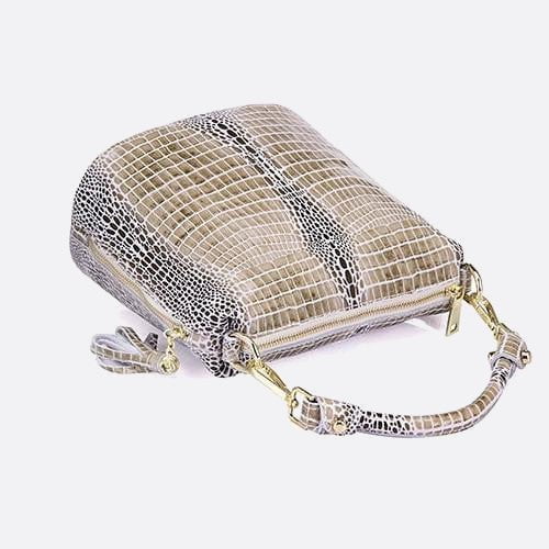 Crocodile effect leather handbag