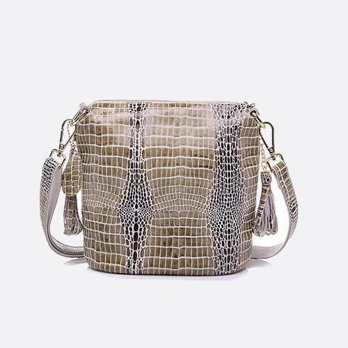 Crocodile effect leather handbag