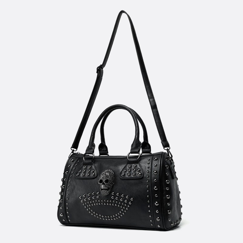 sac cuir noir clouté bandoulière