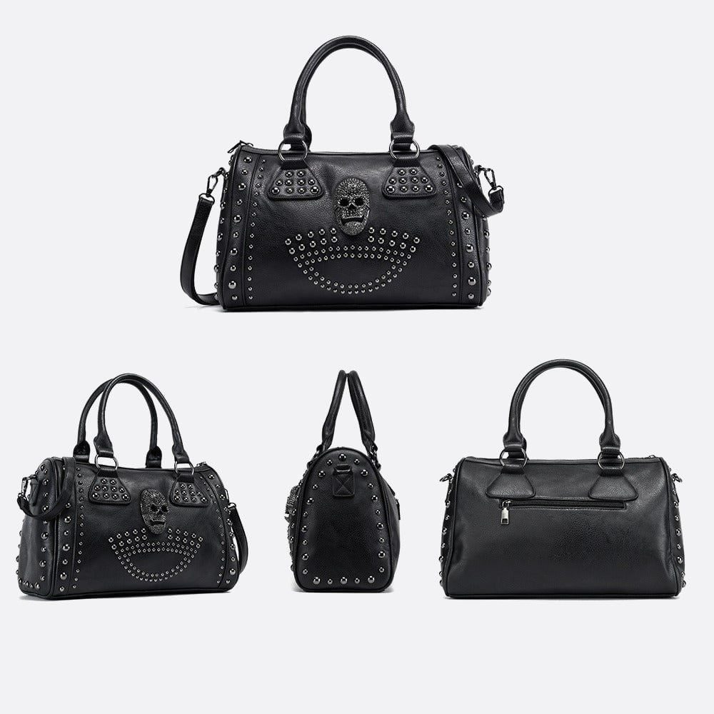 sac cuir noir clouté 