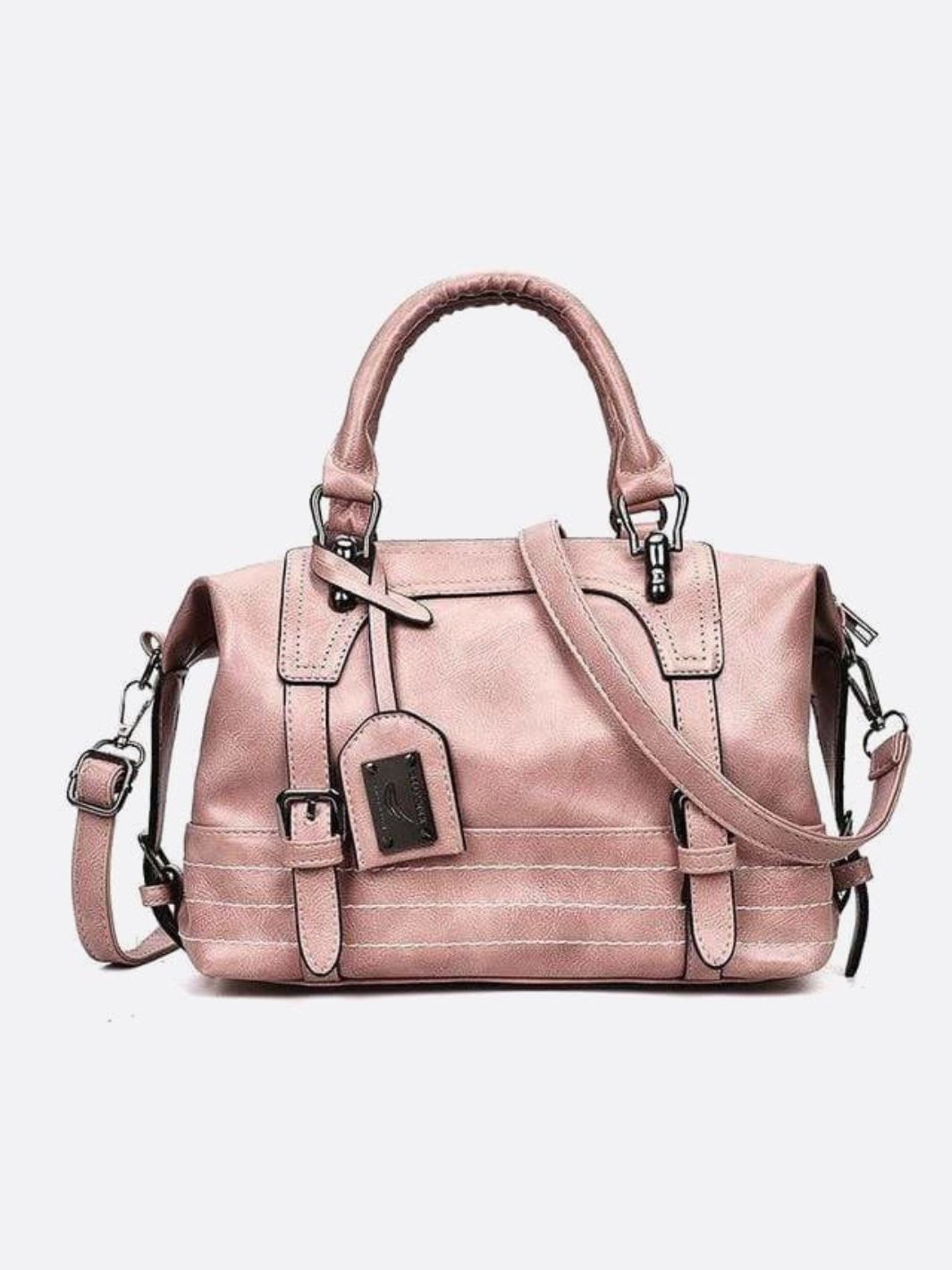 Sac à main cuir rétro rose pale