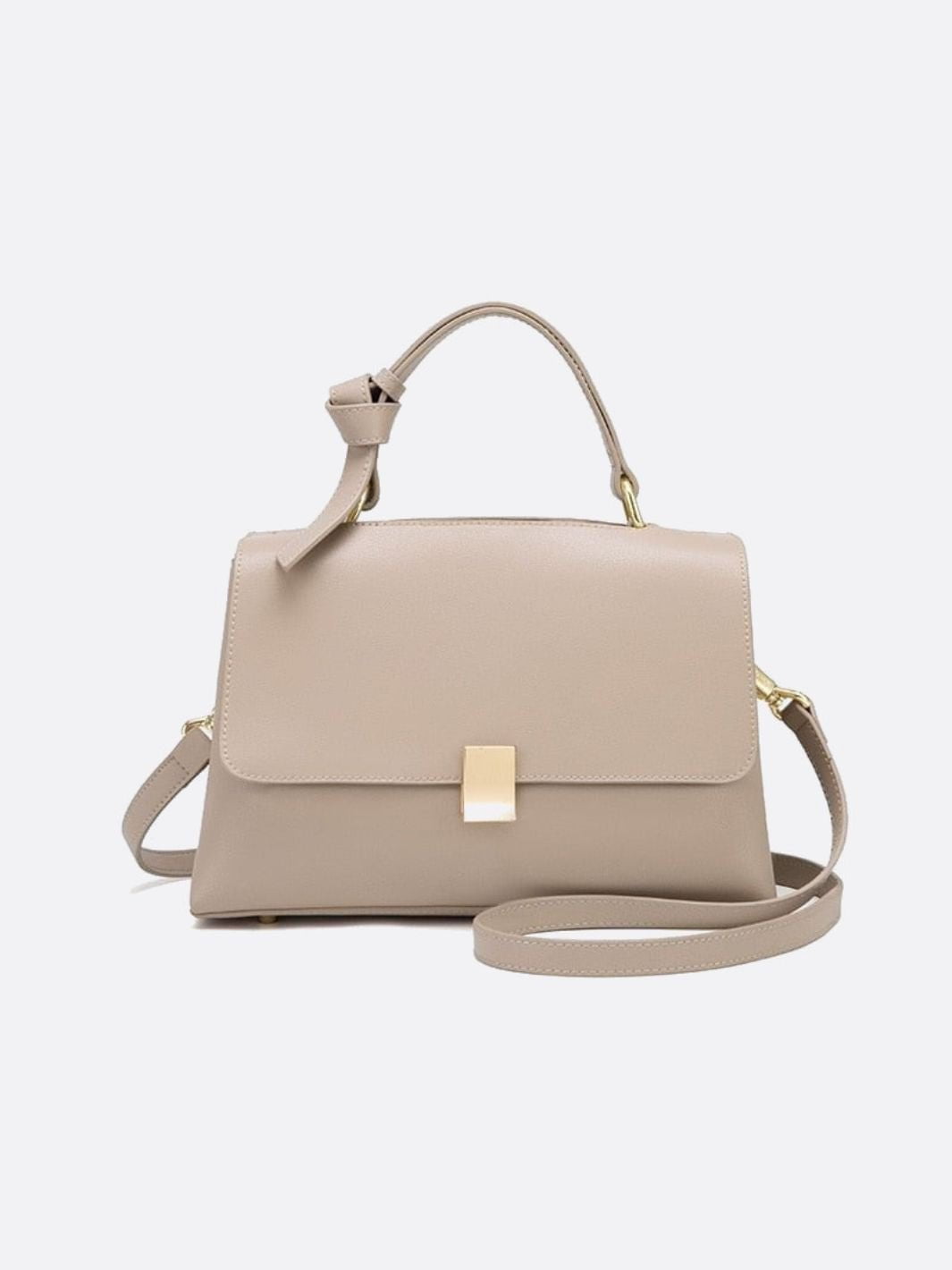 Sac à main cuir trapèze beige