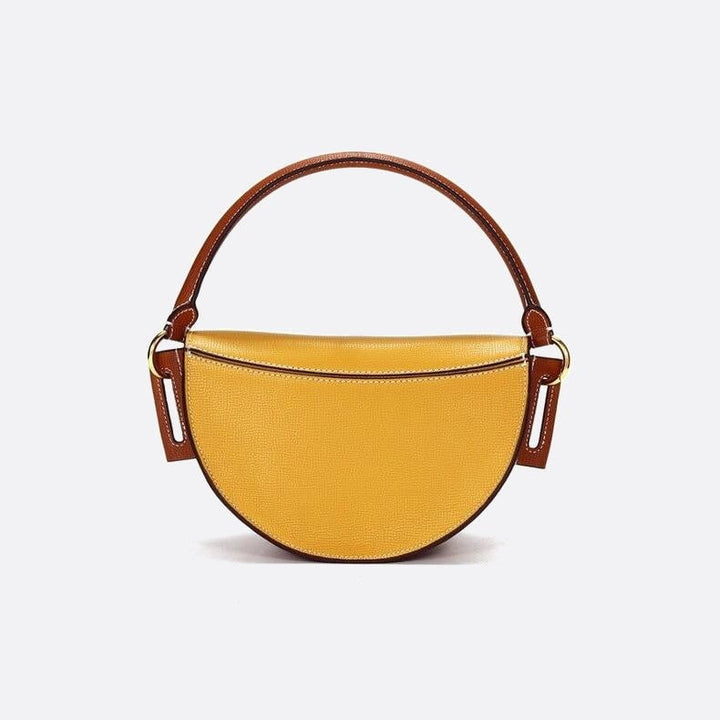 Two-Tone Leather Half-Moon Handbag