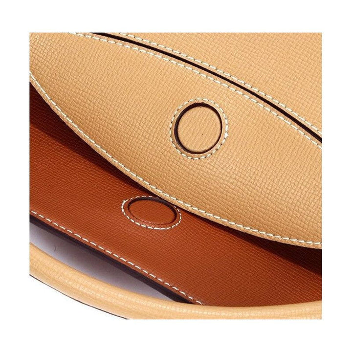 Two-Tone Leather Half-Moon Handbag