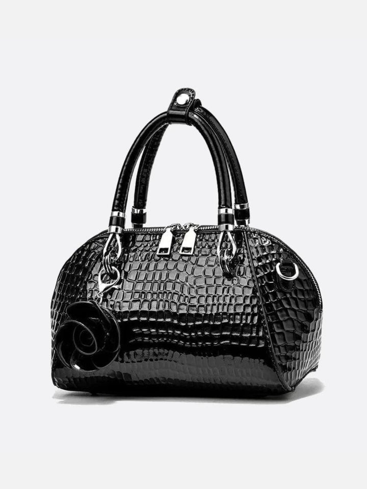 Sac à main effet croco noir