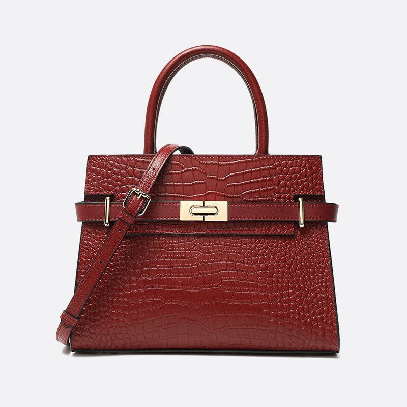 sac à main effet croco cuir rouge