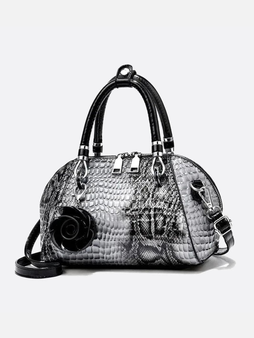 Sac à main effet croco gris clair