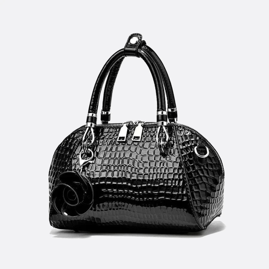 sac à main effet croco noir