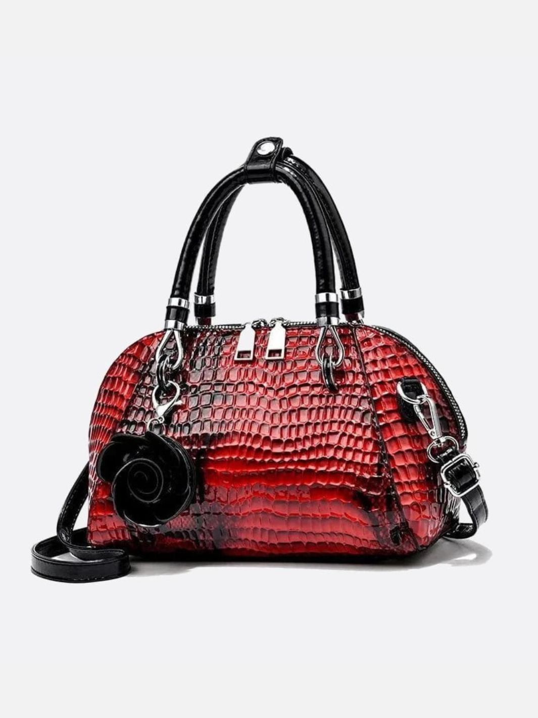 Sac à main effet croco rouge