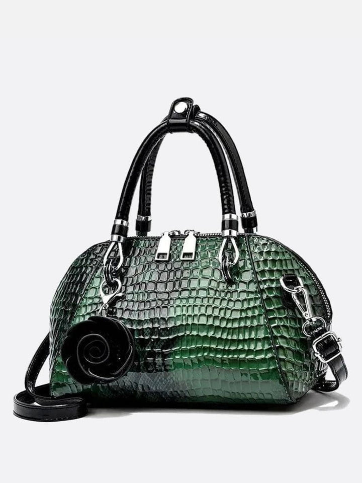 Sac à main effet croco vert