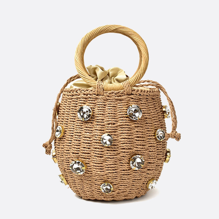 sac à main en corde avec strass beige