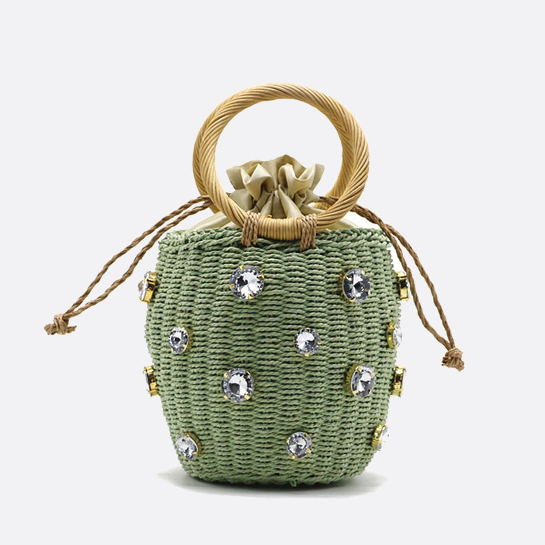 sac à main en corde avec strass vert 