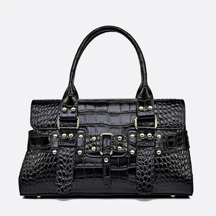 sac à main cuir croco noir