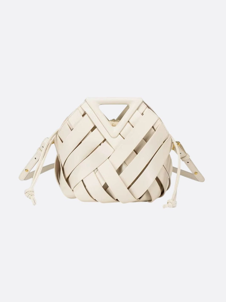 sac cuir tressé blanc