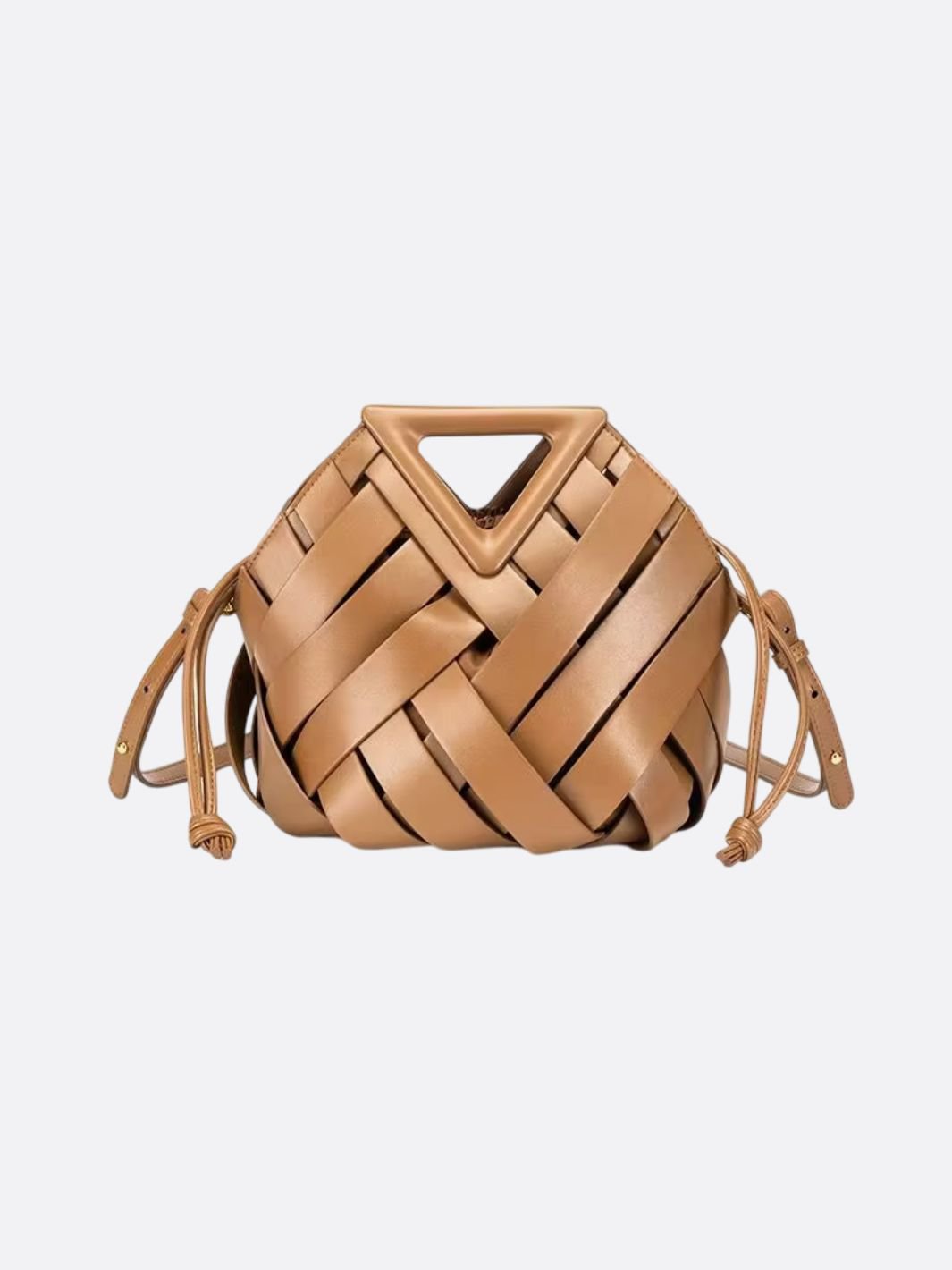 sac cuir tressé camel