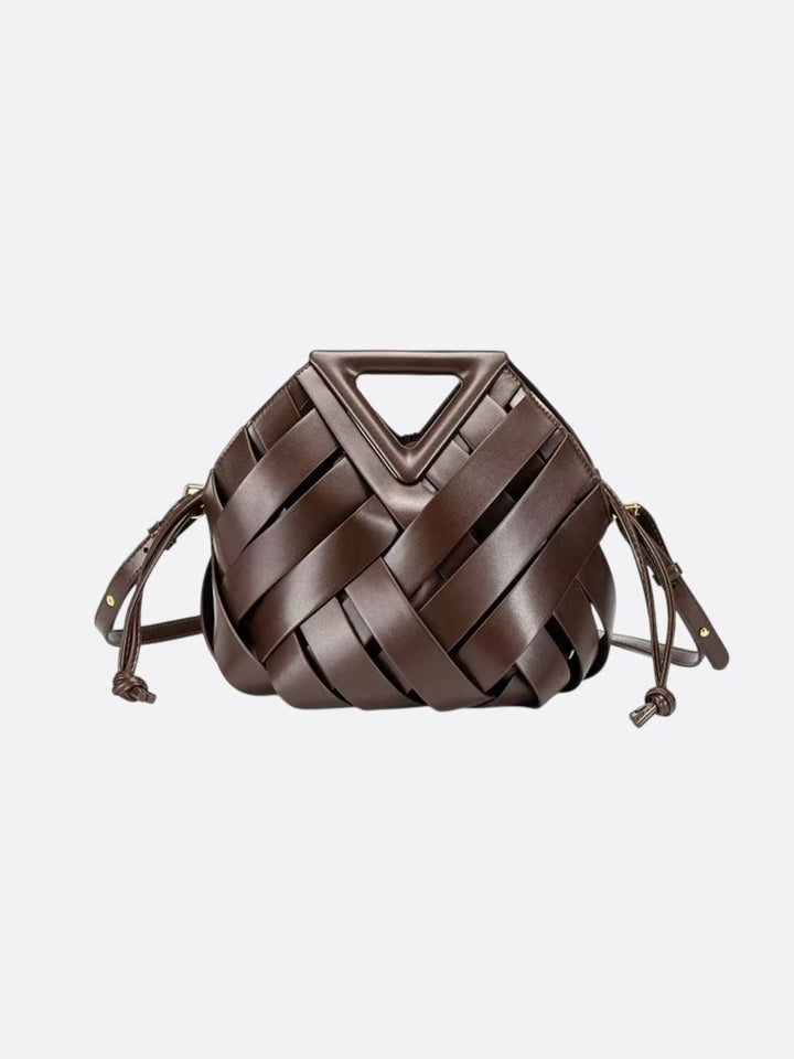 sac cuir tressé marron